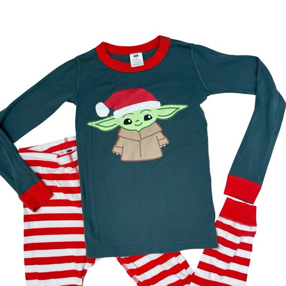 Hanna Andersson Christmas Baby Yoda Star Wars Pajama Set Pj’s Size 8 - Picture 2 of 4